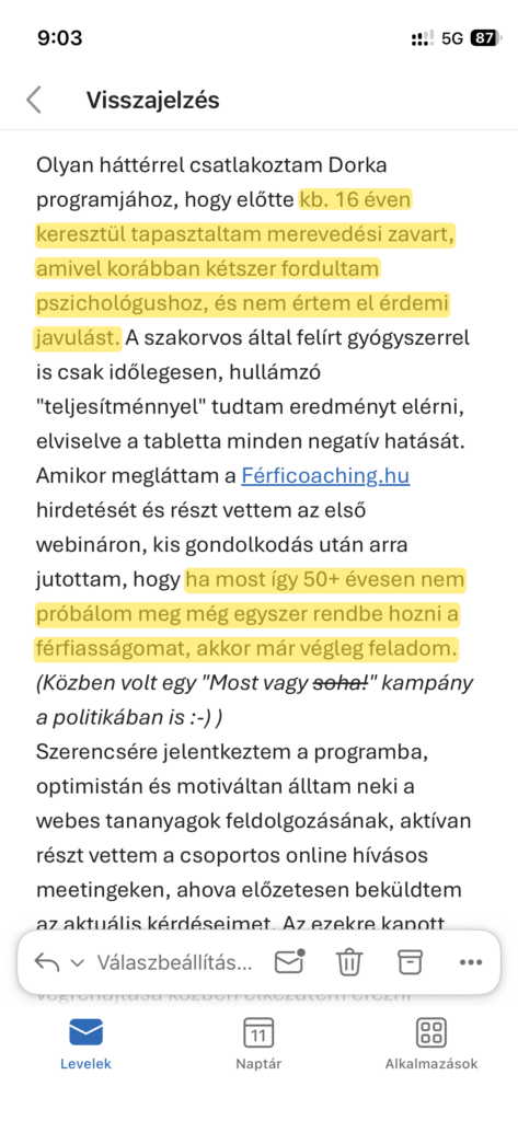 Gábor írásos visszajelzése, 2. rész