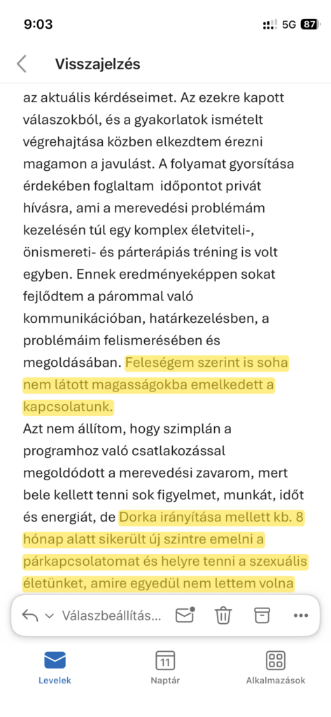 Gábor írásos visszajelzése, 3. rész