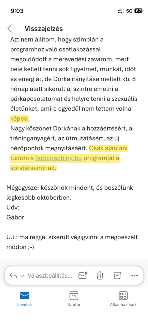 Gábor írásos visszajelzése, 4. rész